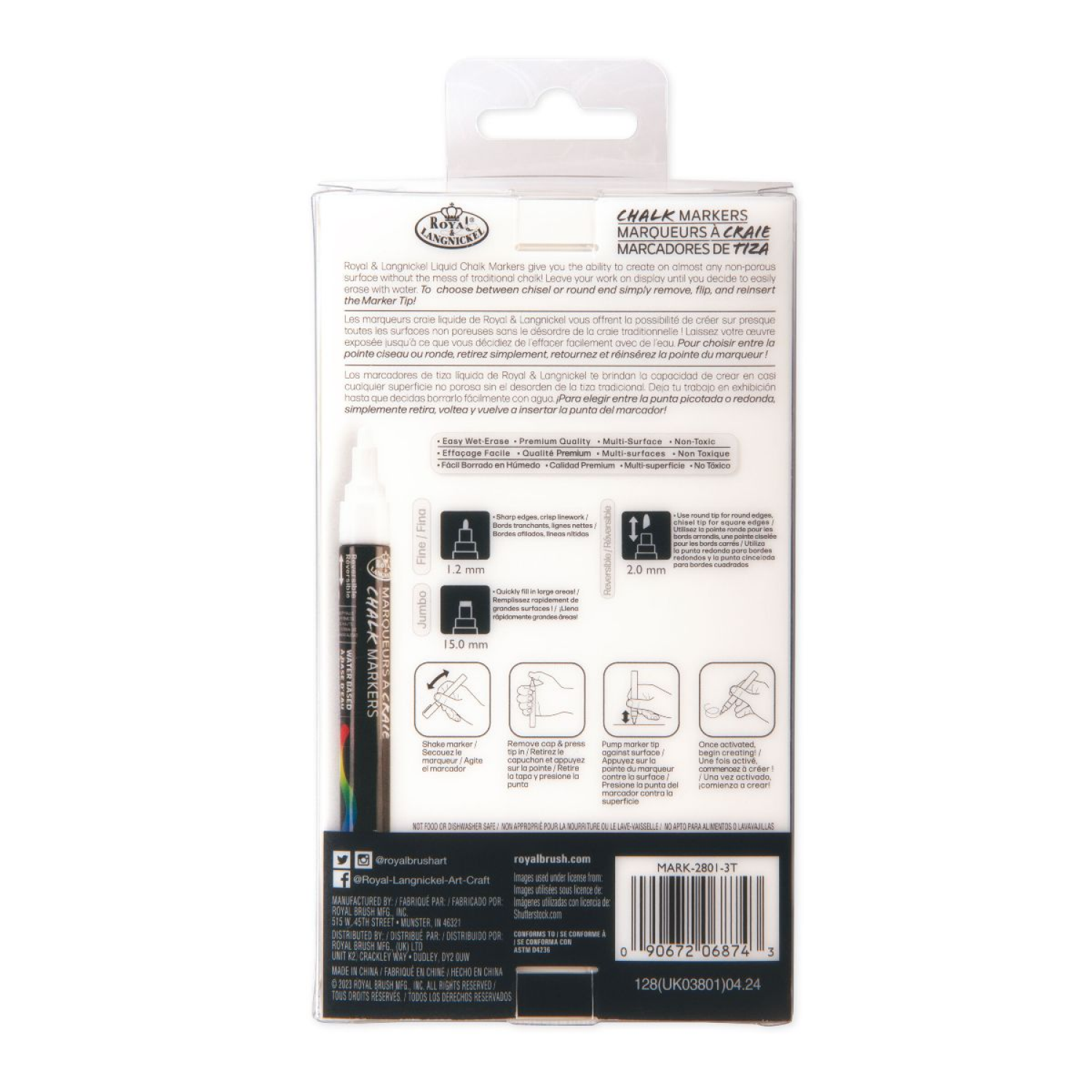 slide 2 of 2, Royal & Langnickel 3pc White Chalk Markers, 3 ct