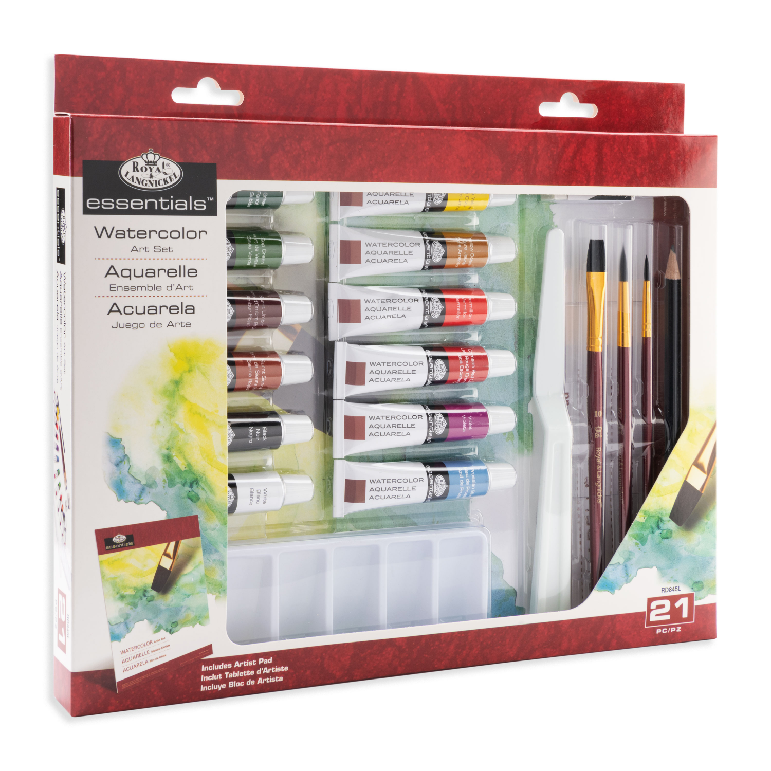 slide 4 of 5, Royal & Langnickel Essentials Assorted Watercolor Art Set, 21 ct