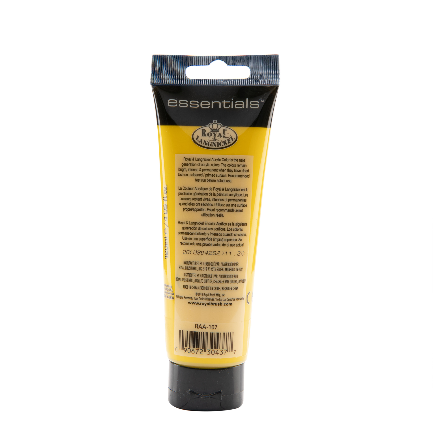 slide 2 of 2, Royal & Langnickel Essentials Acrylic Paint Tube, Primary Yellow, 120 ml