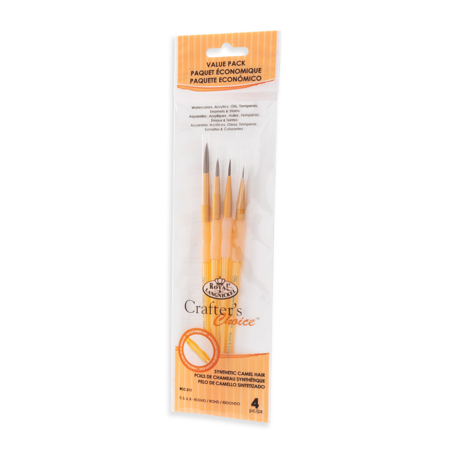 slide 4 of 4, Royal & Langnickel Crafter's Choice Camel Round Brush Set, 4 ct