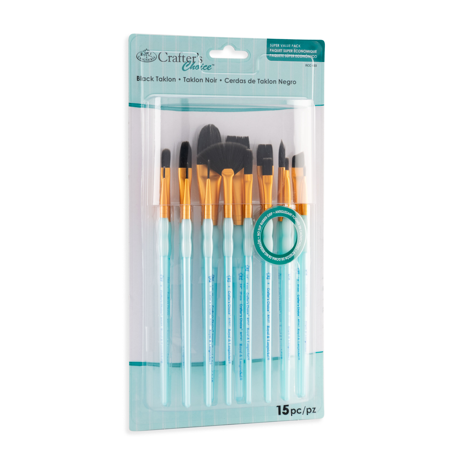 slide 3 of 3, Royal & Langnickel Crafter's Choice Black Taklon Variety Brush Set, 15 ct