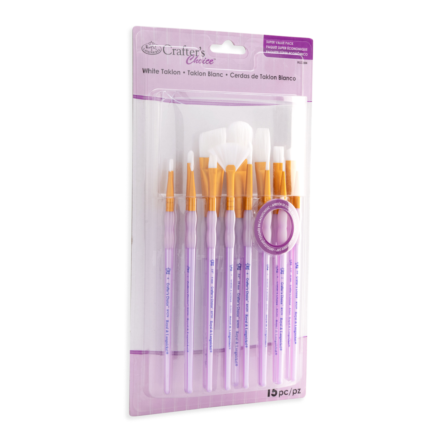 slide 3 of 3, Royal & Langnickel Crafter's Choice White Taklon Variety Brush Set, 15 ct