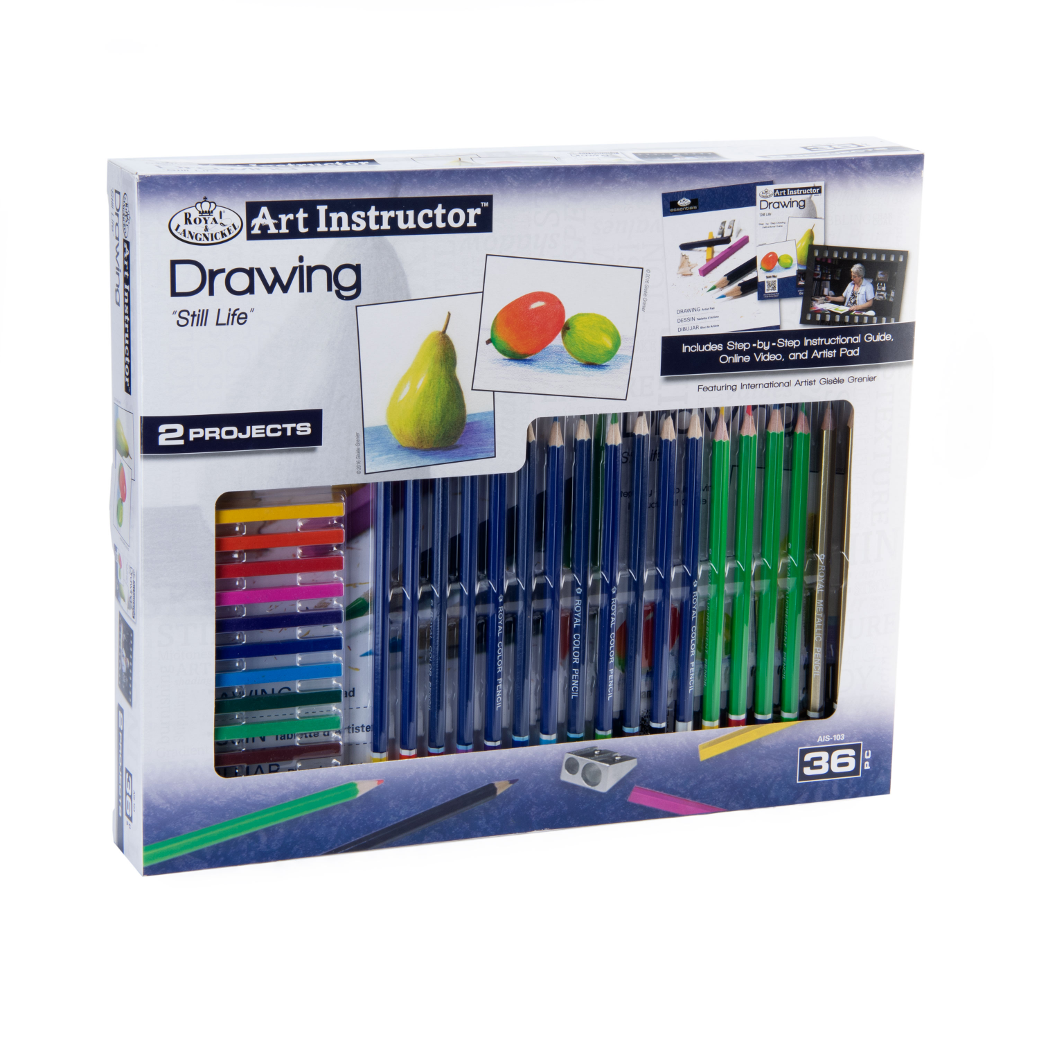 slide 3 of 3, Royal & Langnickel Art Instructor Drawing Art Set, 36 ct