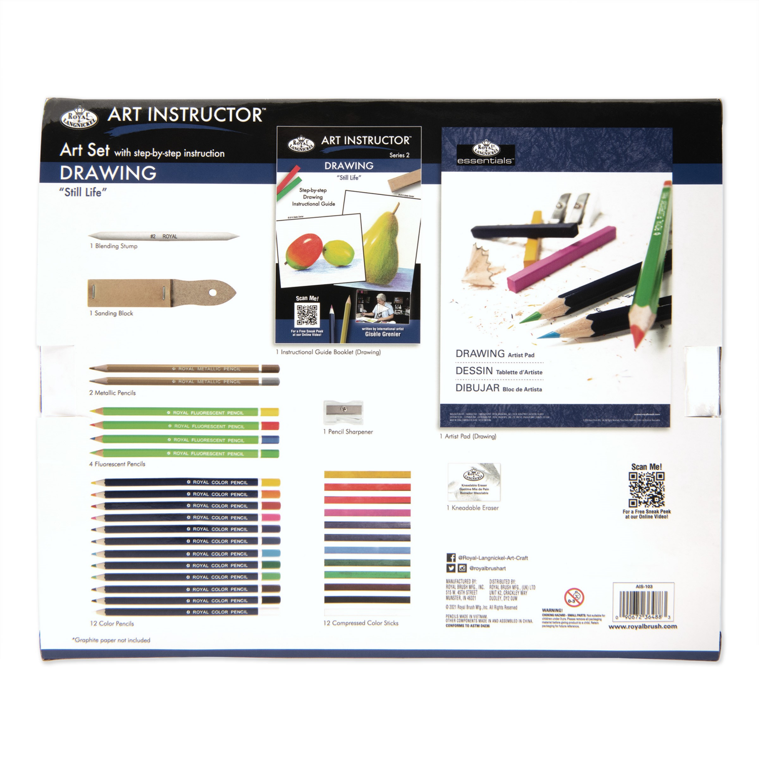 slide 2 of 3, Royal & Langnickel Art Instructor Drawing Art Set, 36 ct