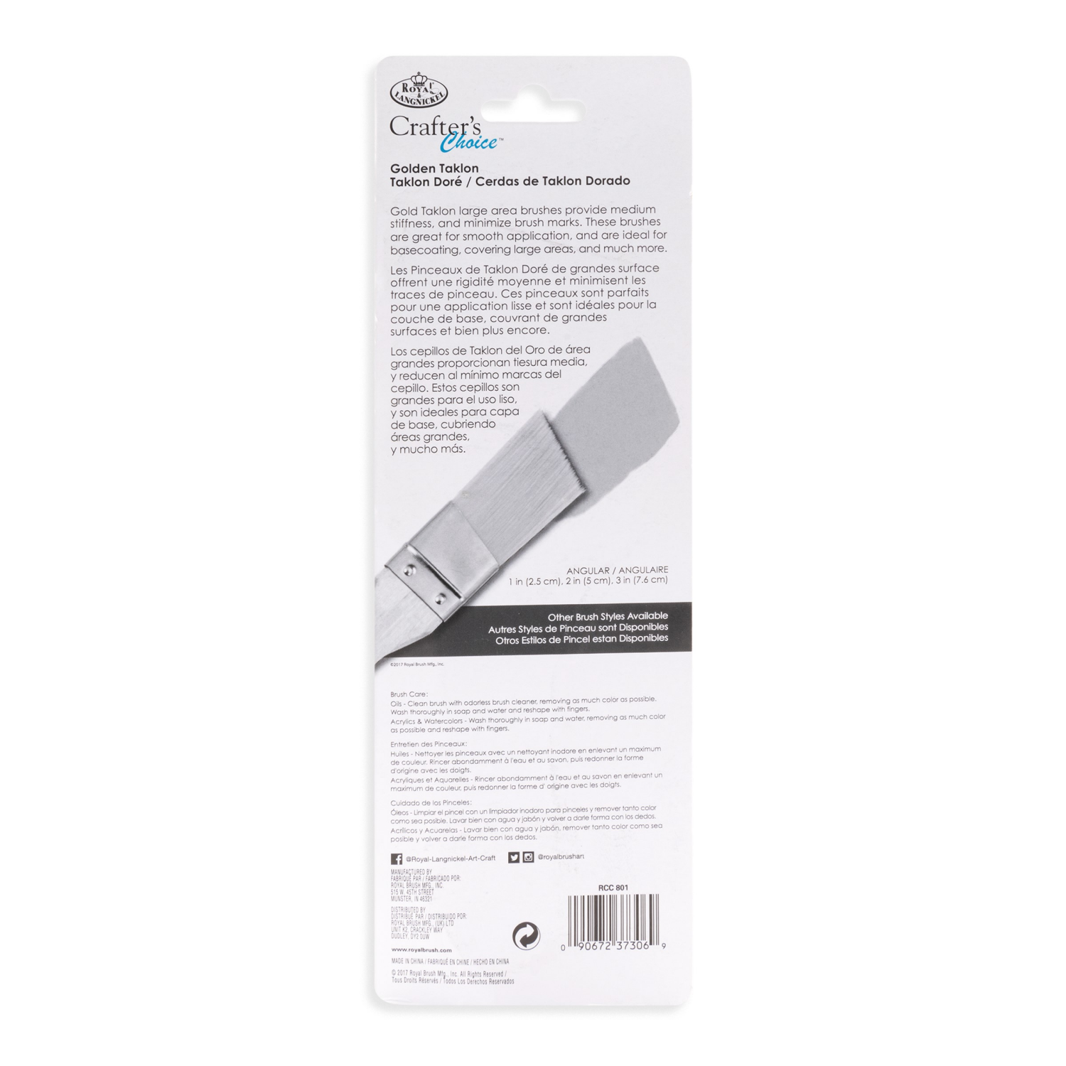 slide 2 of 3, Royal & Langnickel Crafter's Choice Gold Taklon Large Angular Brush Set, 3 ct