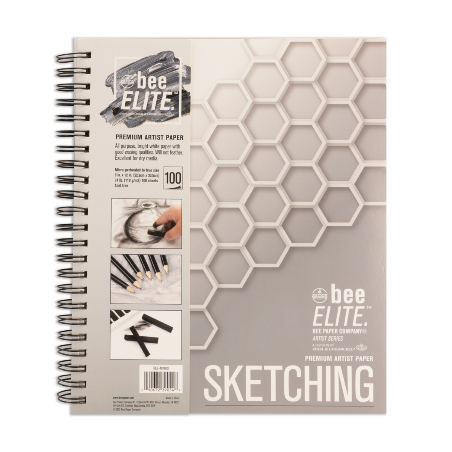 slide 1 of 1, ROYAL & LANGNICKEL Bee Paper - Elite Spiralbound 9"x12" Sketching Paper Artist Pad, 100 Sheets, 1 ct