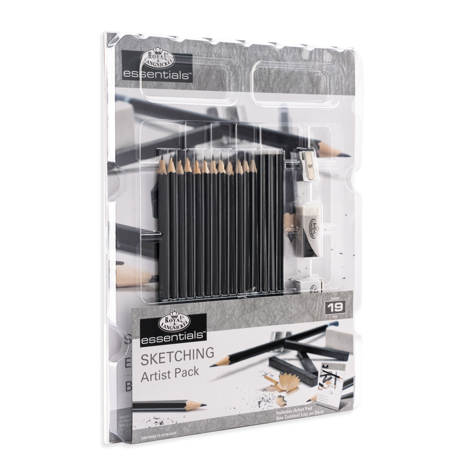 slide 3 of 3, Royal & Langnickel Essentials Sketching Lay Flat Artist Pack, 19 ct