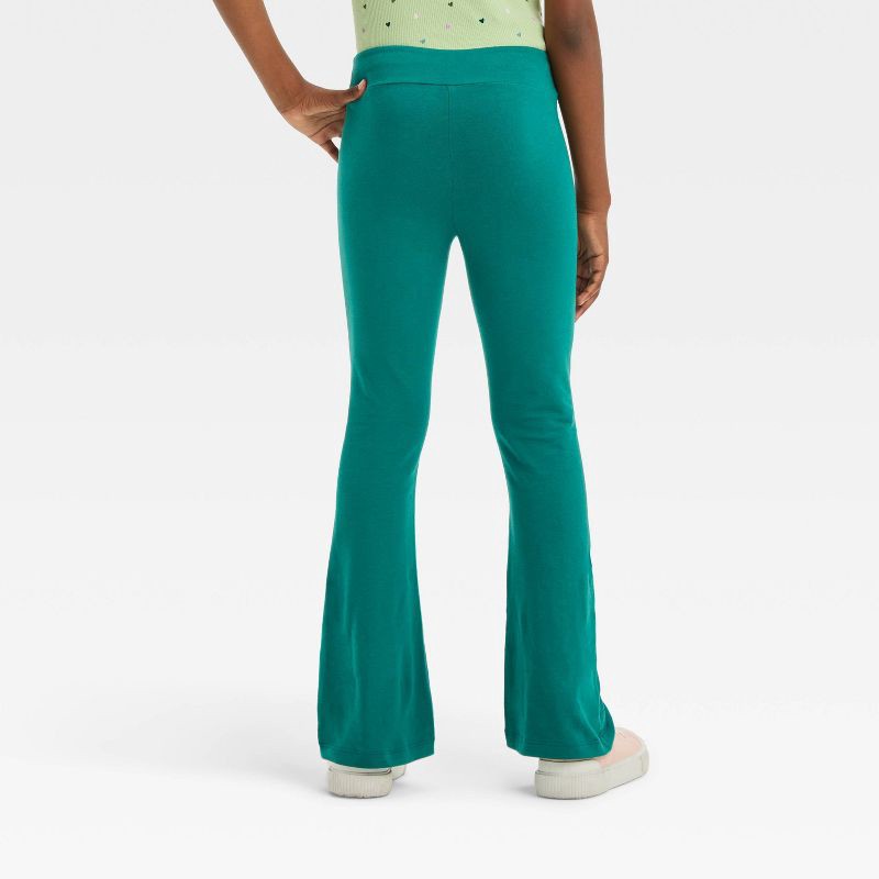 slide 2 of 4, Girls' Flare Leggings - Cat & Jack™ Dark Green L, 1 ct