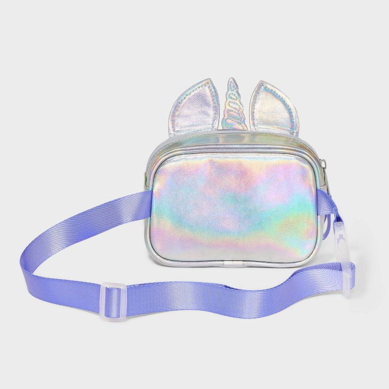slide 2 of 4, Girls' Unicorn Fanny Pack - Cat & Jack™: Shell, Zip Closure, 28" Strap, Solid Pattern, 1 ct