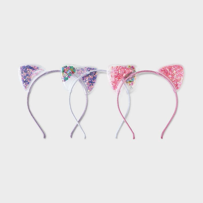 slide 2 of 3, Girls' 3pk Shaker Cat Ears Headband - Cat & Jack™: Fashion Hair Accessories, Solid Pattern, All Hair Types, Ages 3+, 3 ct