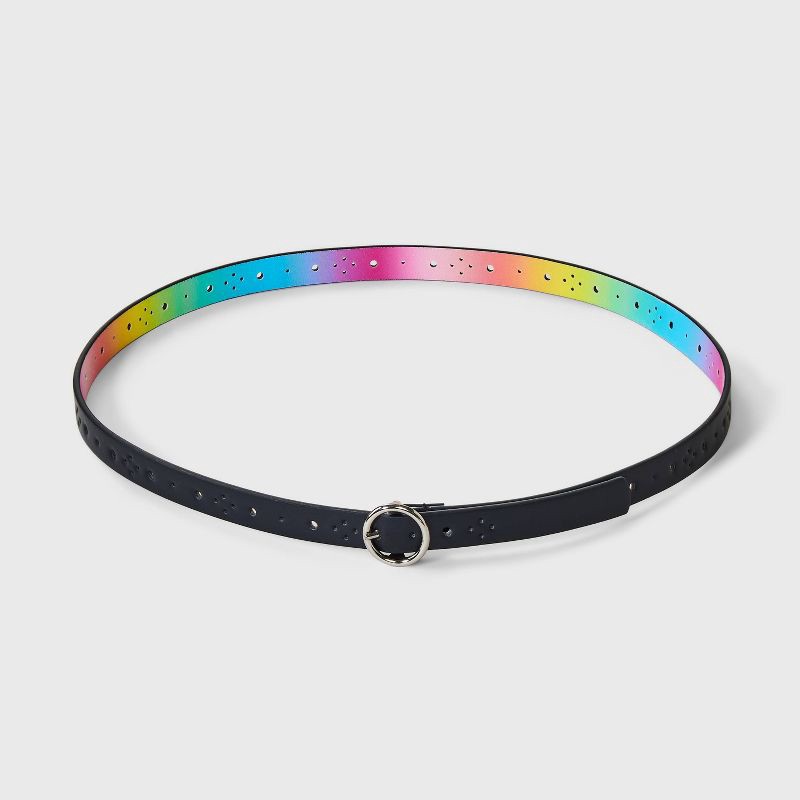 slide 2 of 4, Girls' 3pk Rainbow Belt Set - Cat & Jack™ XL: Adjustable Skinny Apparel Accessories with Buckle Closure, 3 ct