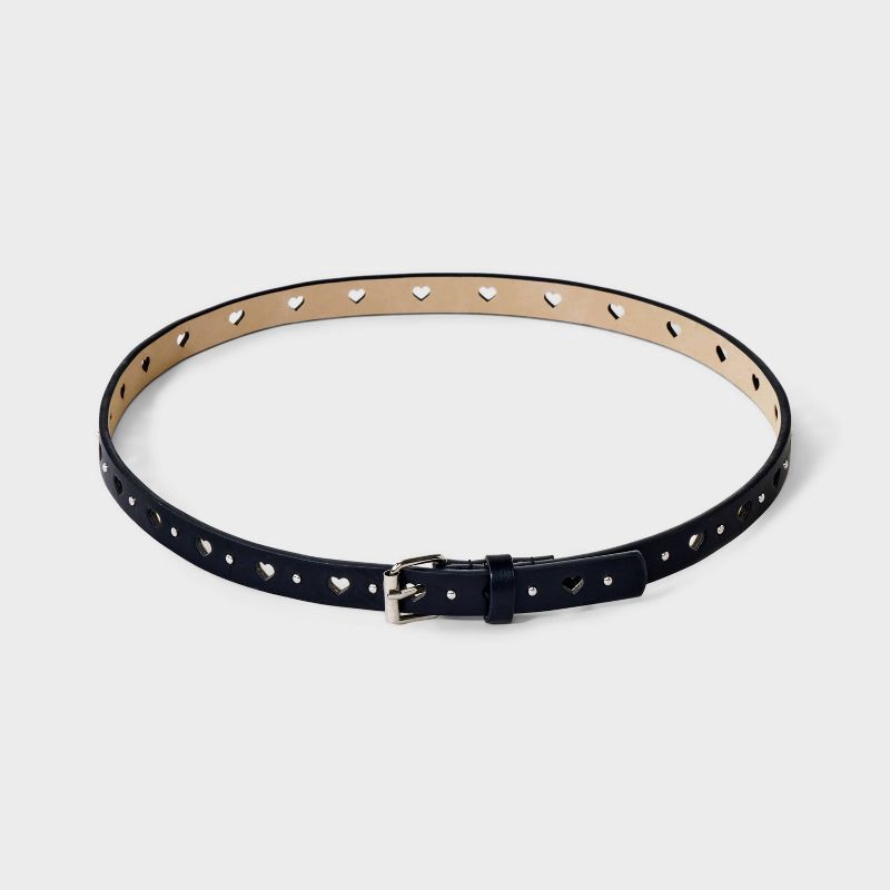 slide 2 of 3, Girls' 3pk Heart Belt Set - Cat & Jack™ M: Adjustable Skinny Apparel Accessories with Buckle Closure, 3 ct
