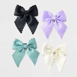 Girls' 4pk Scalloped Hair Bow Set - Cat & Jack™
