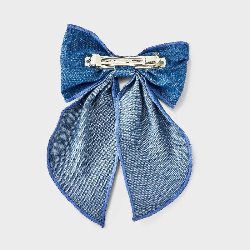 slide 3 of 4, Girls' 3pk Hair Bow Barrette Set - Cat & Jack™ Black/Pink/Denim Blue, 3 ct