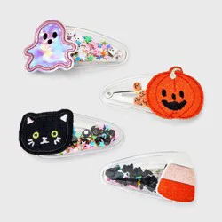 Girls' 4pk Shaker Halloween Snap Clips - Cat & Jack™ Purple/Blue