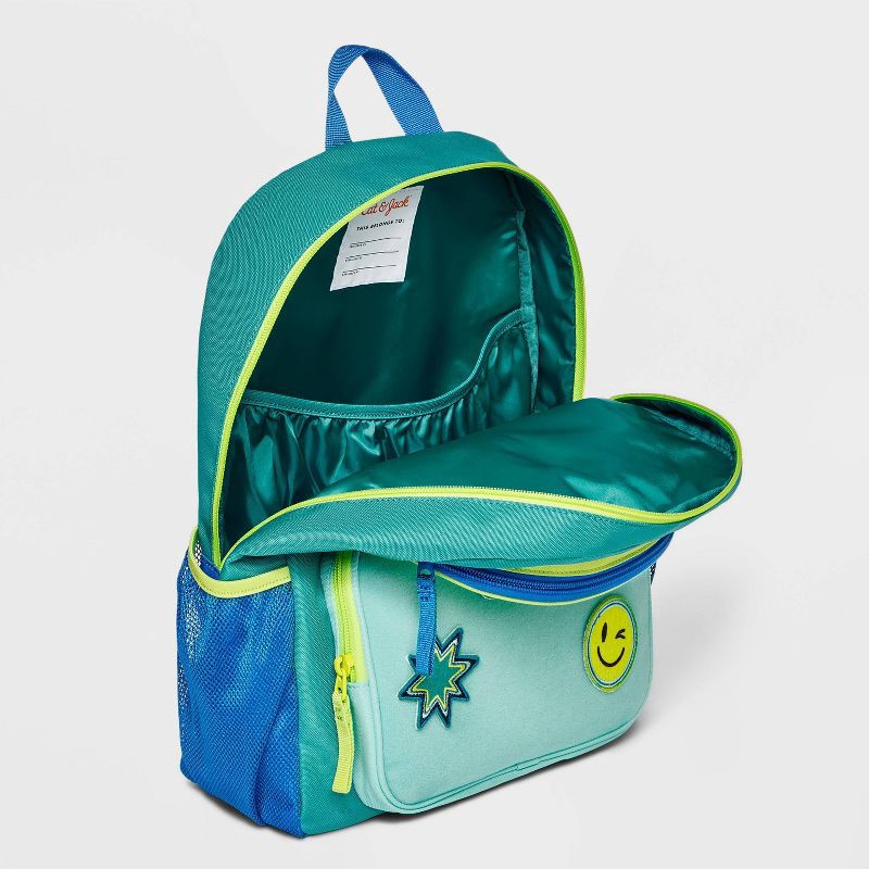 slide 3 of 4, Kids' 16" Colorblock with Removable Patches Two Pocket Backpack - Cat & Jack™ Green/Lime Green/Blue, 1 ct