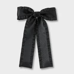 Girls' Ruffled Edge Satin Bow Clip - art class™ Black: Hair Styling Accessory, Solid Pattern