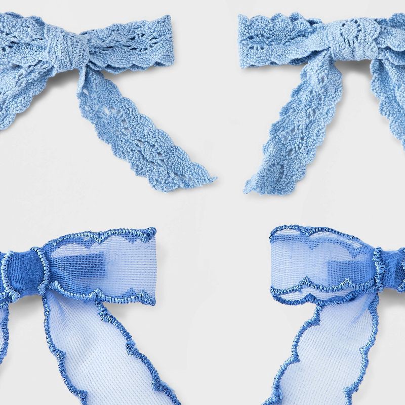 slide 4 of 4, Girls' 6pk Ribbon Bow Clip Set - art class™ Blue, 6 ct