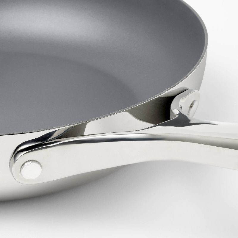 slide 4 of 8, 2pc Stainless Steel Ceramic Coated Nonstick Fry pan Set Dark Gray - Figmint™, 2 ct