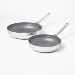 2pc Stainless Steel Ceramic Coated Nonstick Fry pan Set Dark Gray - Figmint™