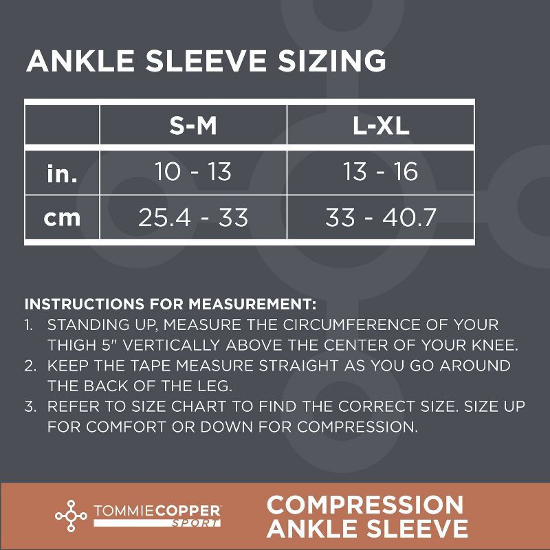 slide 5 of 5, Tommie Copper Sport Compression Ankle Support Sleeve - L/XL: Joint Support, Polyester, 1 ct
