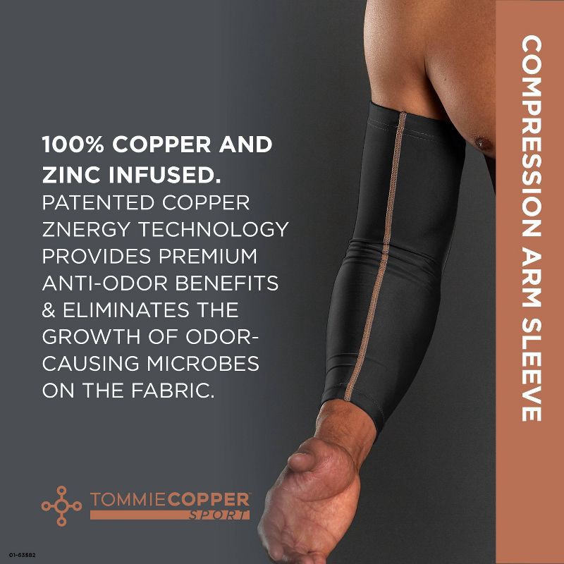 slide 2 of 4, Tommie Copper Sport Compression Arm Support Sleeve - S/M: Joint Support, Polyester Material, 1 ct