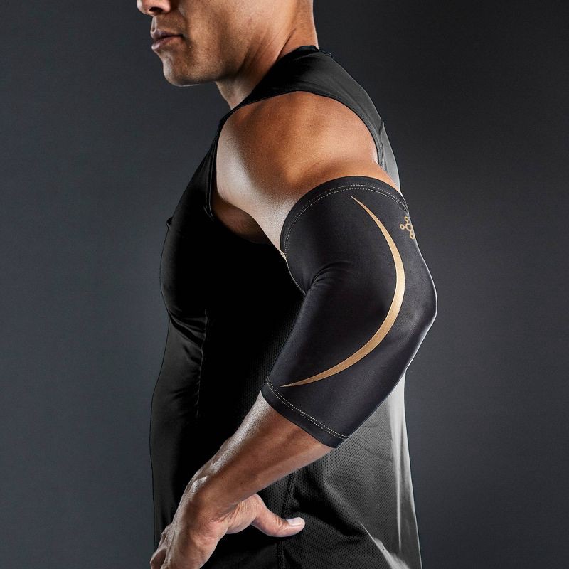 slide 3 of 5, Tommie Copper Sport Compression Elbow Support Sleeve - S/M: Joint Support, Polyester, 1 ct