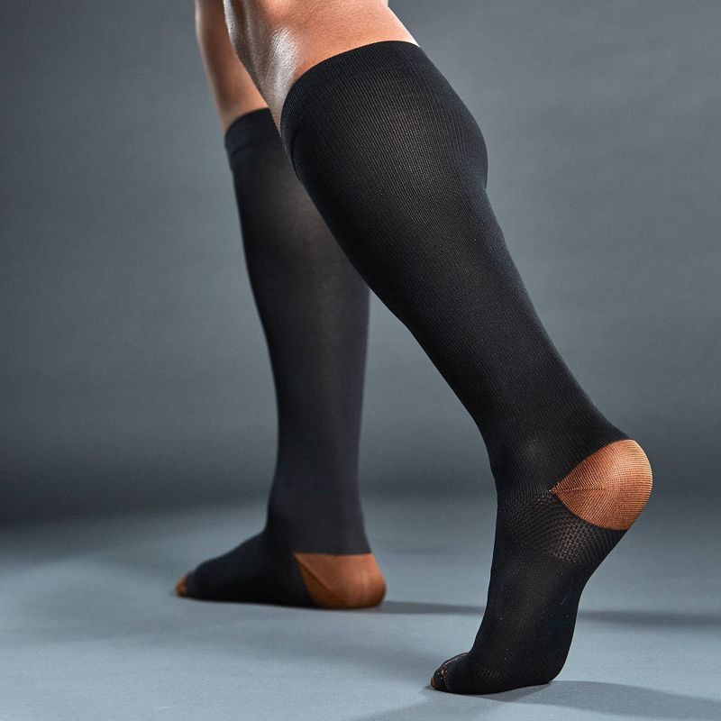 slide 2 of 5, Tommie Copper Sport Compression Knee High Socks 2pk - L/XL: Leg Support, Microfiber, 2 ct