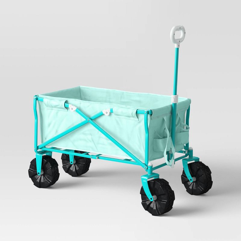 slide 1 of 7, Flat Folding Wagon without Cargo Net Aqua - Sun Squad™, 1 ct