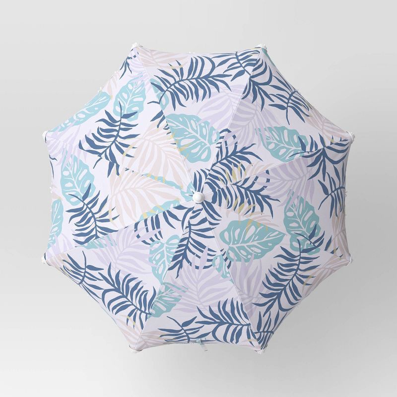 slide 4 of 7, 6' Outdoor Patio Beach Umbrella with Fringe Blue - Sun Squad™, 1 ct