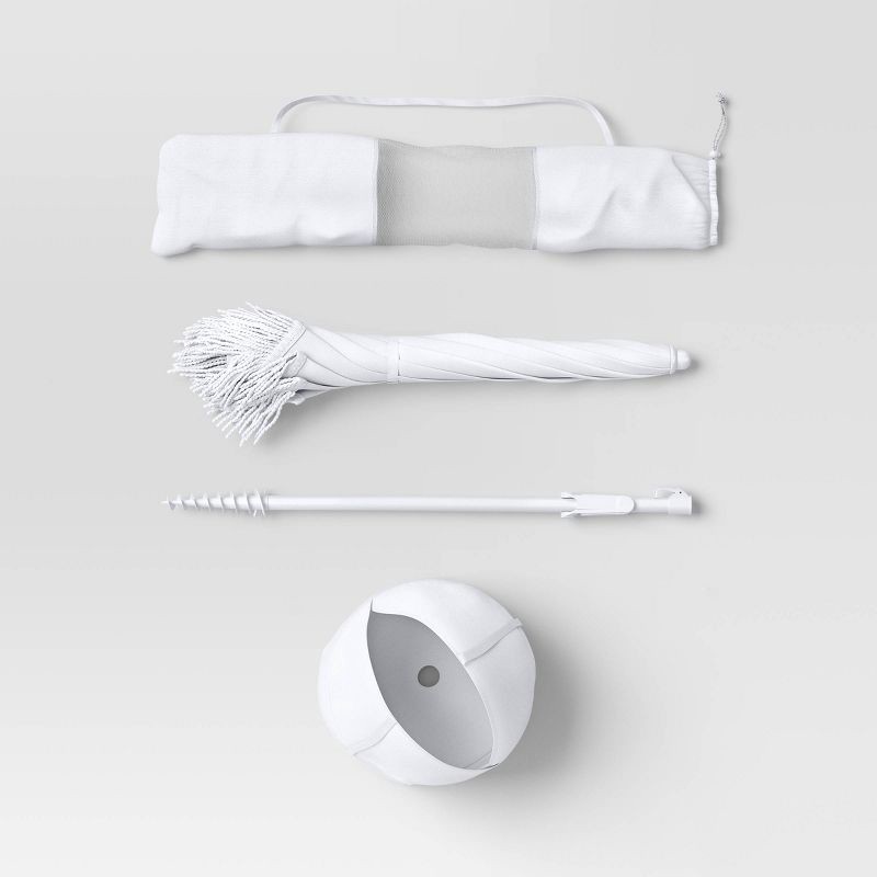 slide 4 of 6, 6' Outdoor Patio Beach Umbrella with Fringe White - Sun Squad™, 1 ct