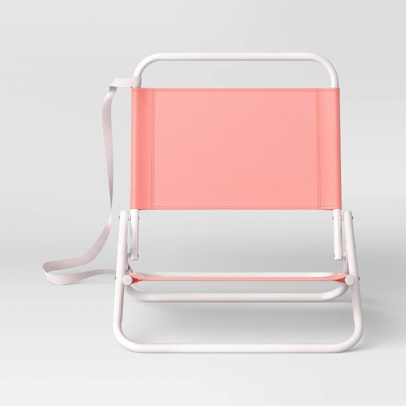 slide 2 of 6, Outdoor Portable Beach Sand Chair Coral Pink - Sun Squad™, 1 ct