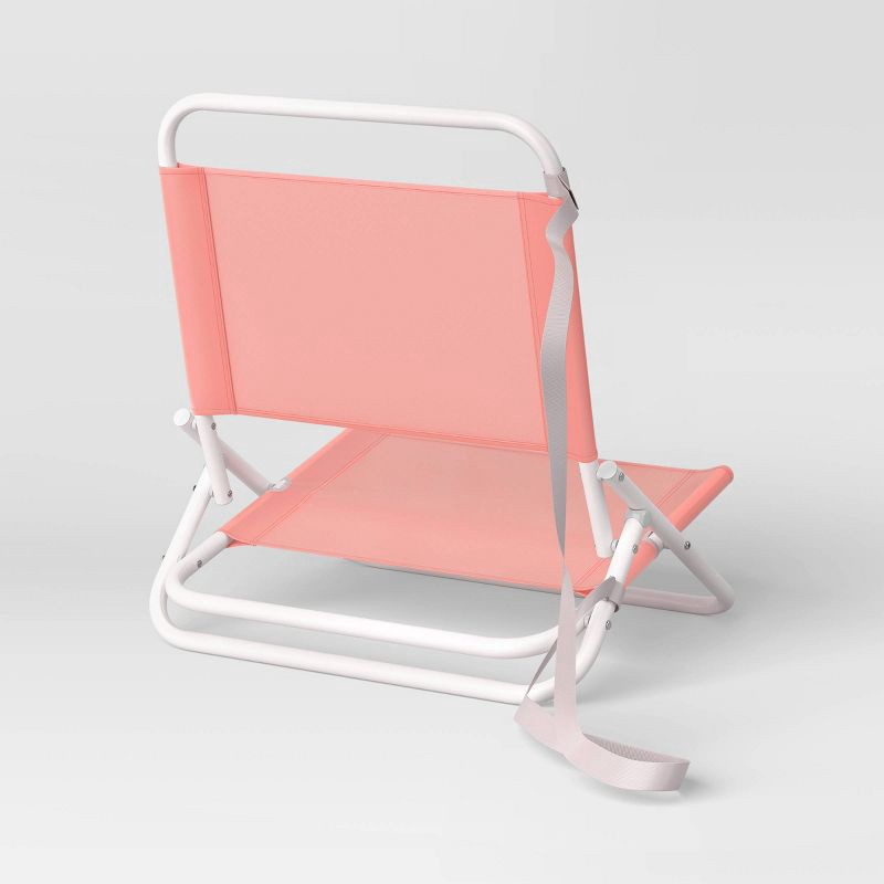 slide 3 of 6, Outdoor Portable Beach Sand Chair Coral Pink - Sun Squad™, 1 ct
