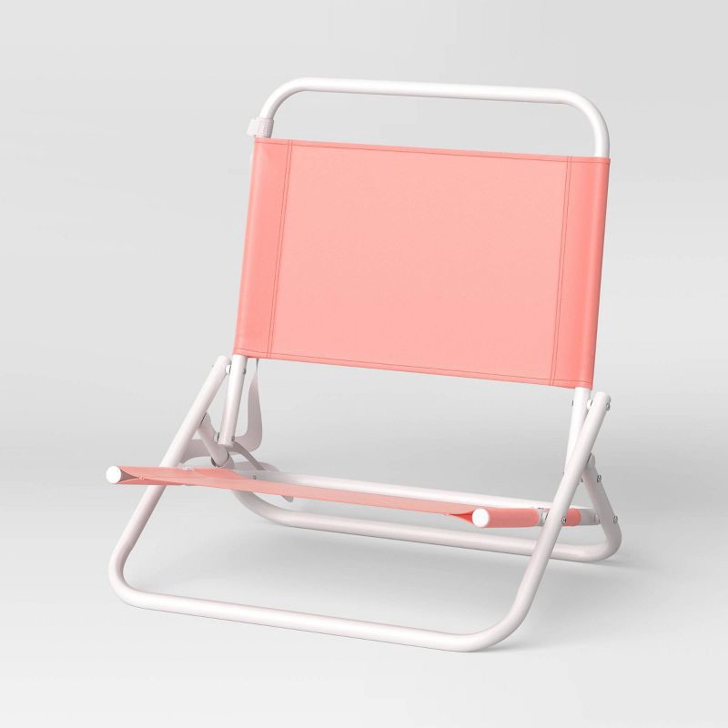 slide 1 of 6, Outdoor Portable Beach Sand Chair Coral Pink - Sun Squad™, 1 ct