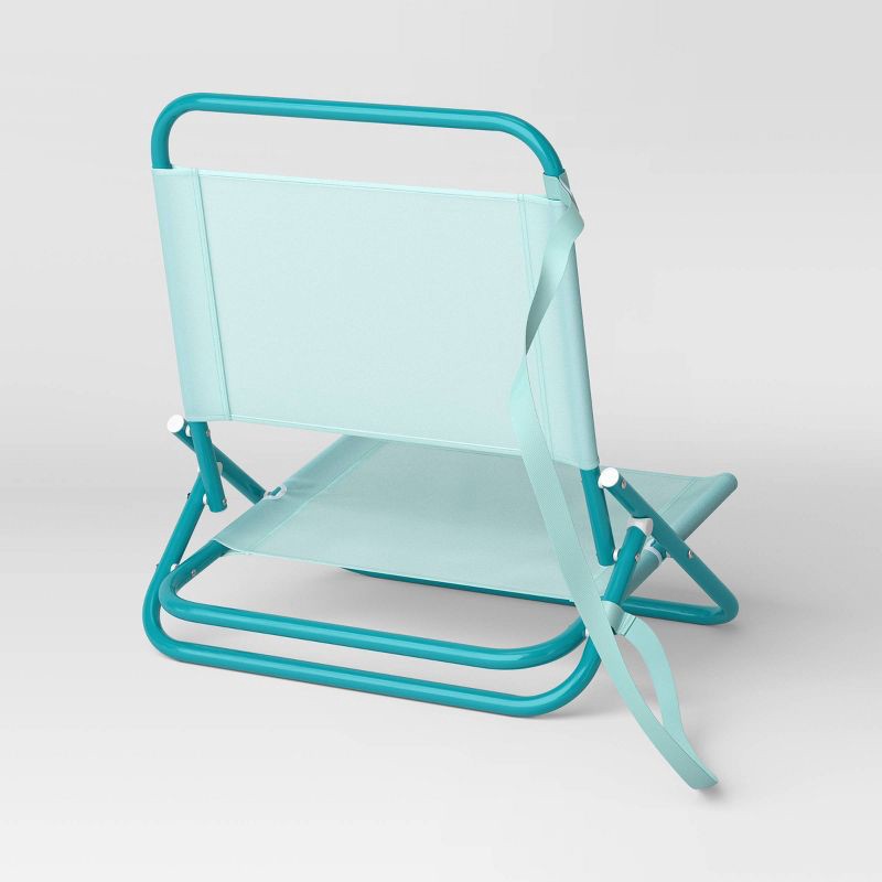 slide 3 of 7, Outdoor Portable Beach Sand Chair Aqua Green - Sun Squad™, 1 ct