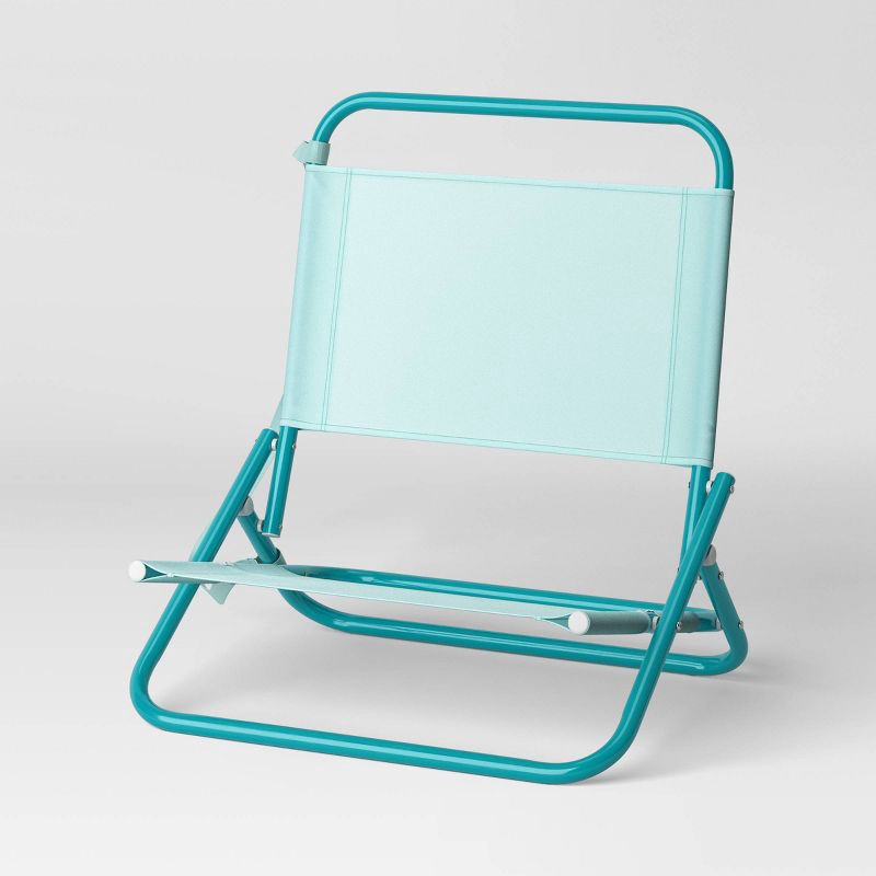slide 1 of 7, Outdoor Portable Beach Sand Chair Aqua Green - Sun Squad™, 1 ct