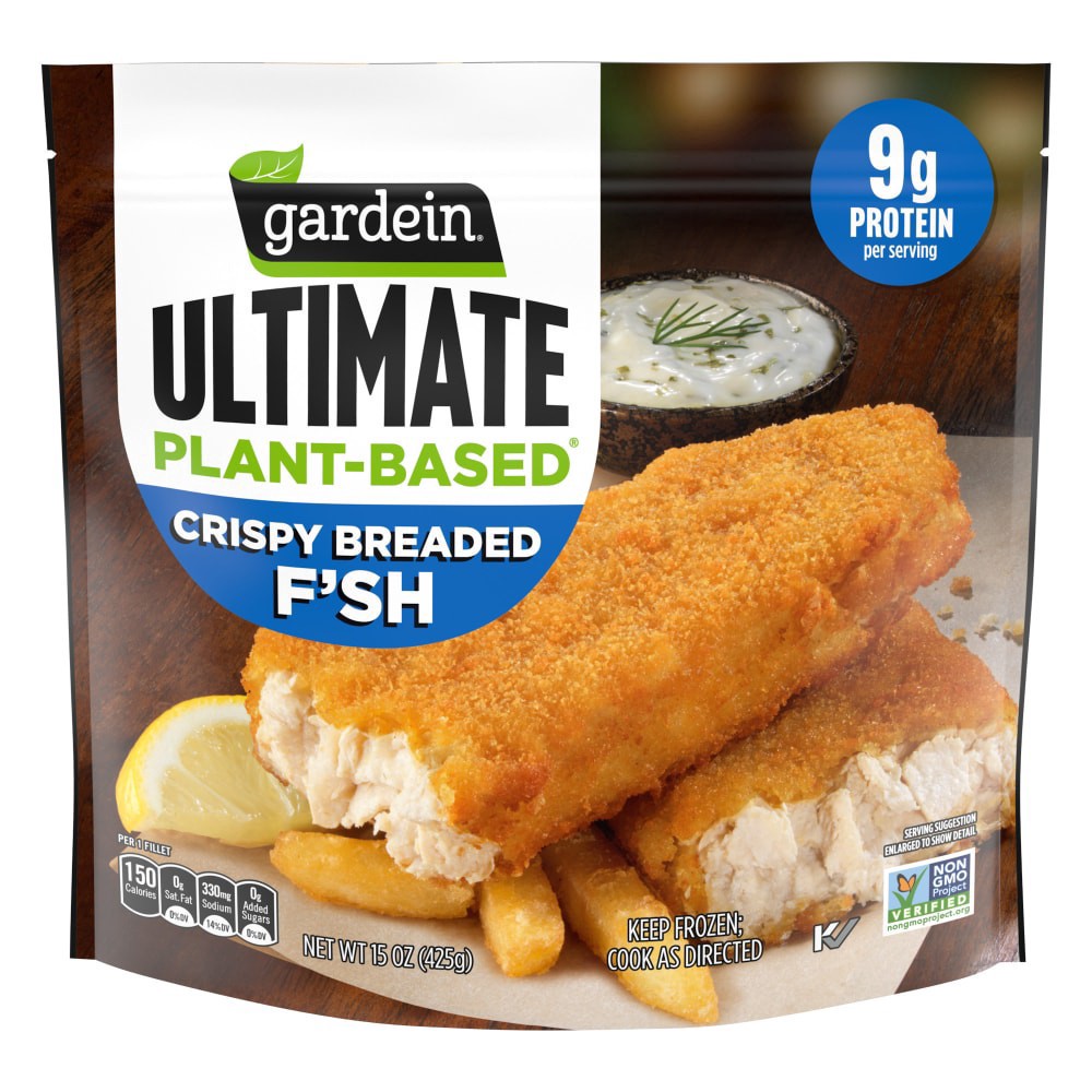 slide 1 of 3, Gardein Ultimate Plant-Based Crispy Breaded F'sh Filets, Frozen Meal, 15 oz., 15 oz