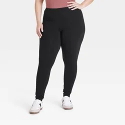 Women's High-Waisted Slim Fit Leggings - Ava & Viv™ Black 2X