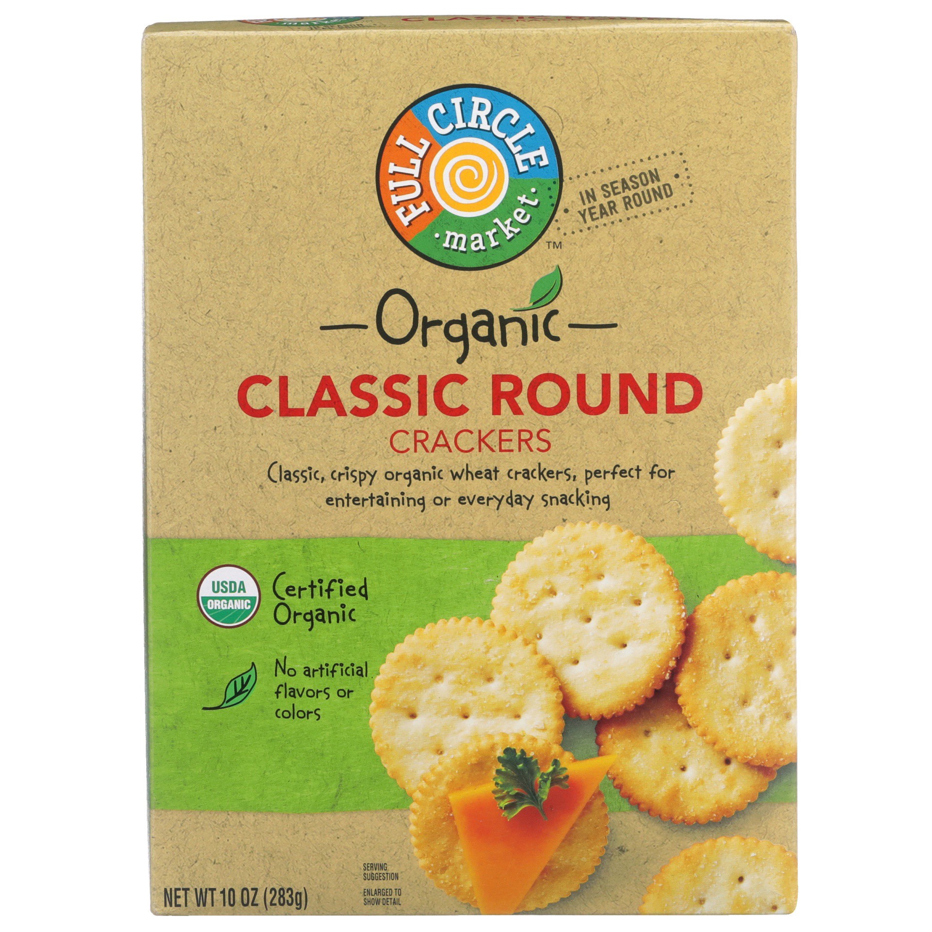 slide 1 of 6, Full Circle Market Classic Round Crackers, 10 oz