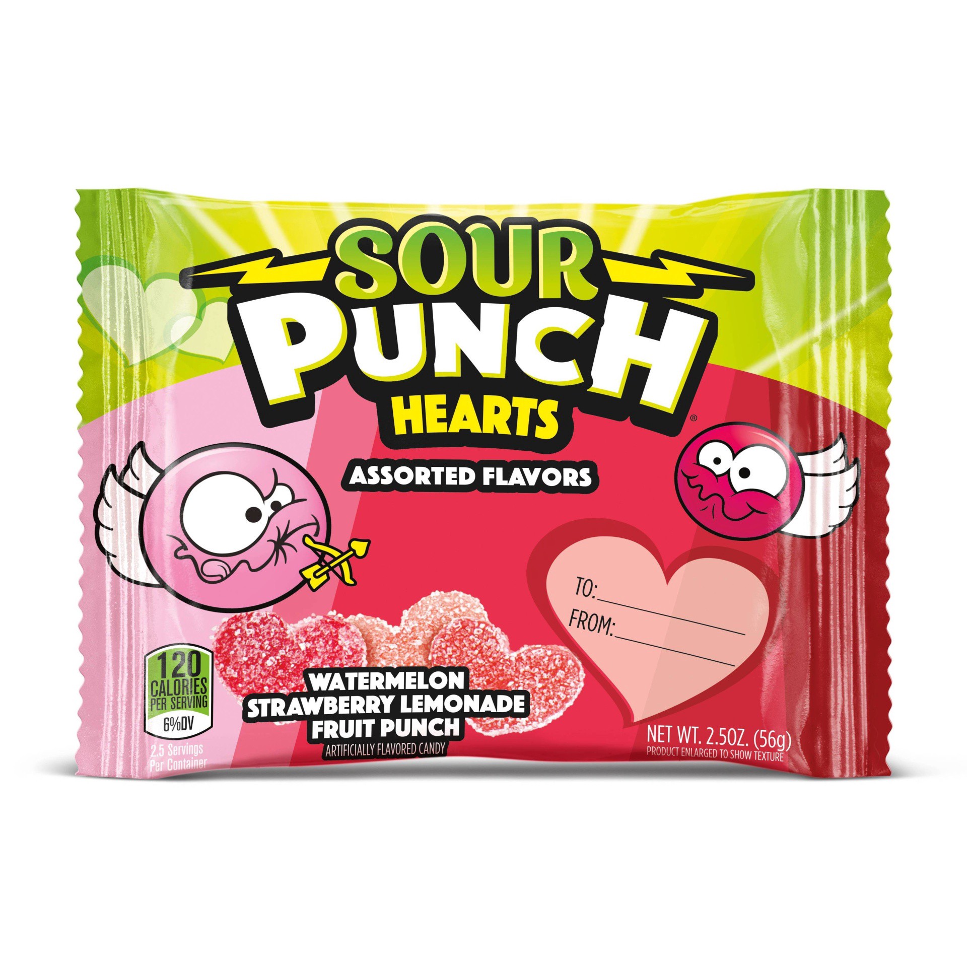 slide 1 of 5, Sour Punch Valentine Assorted Sour Flavored Hearts, 2.5 oz