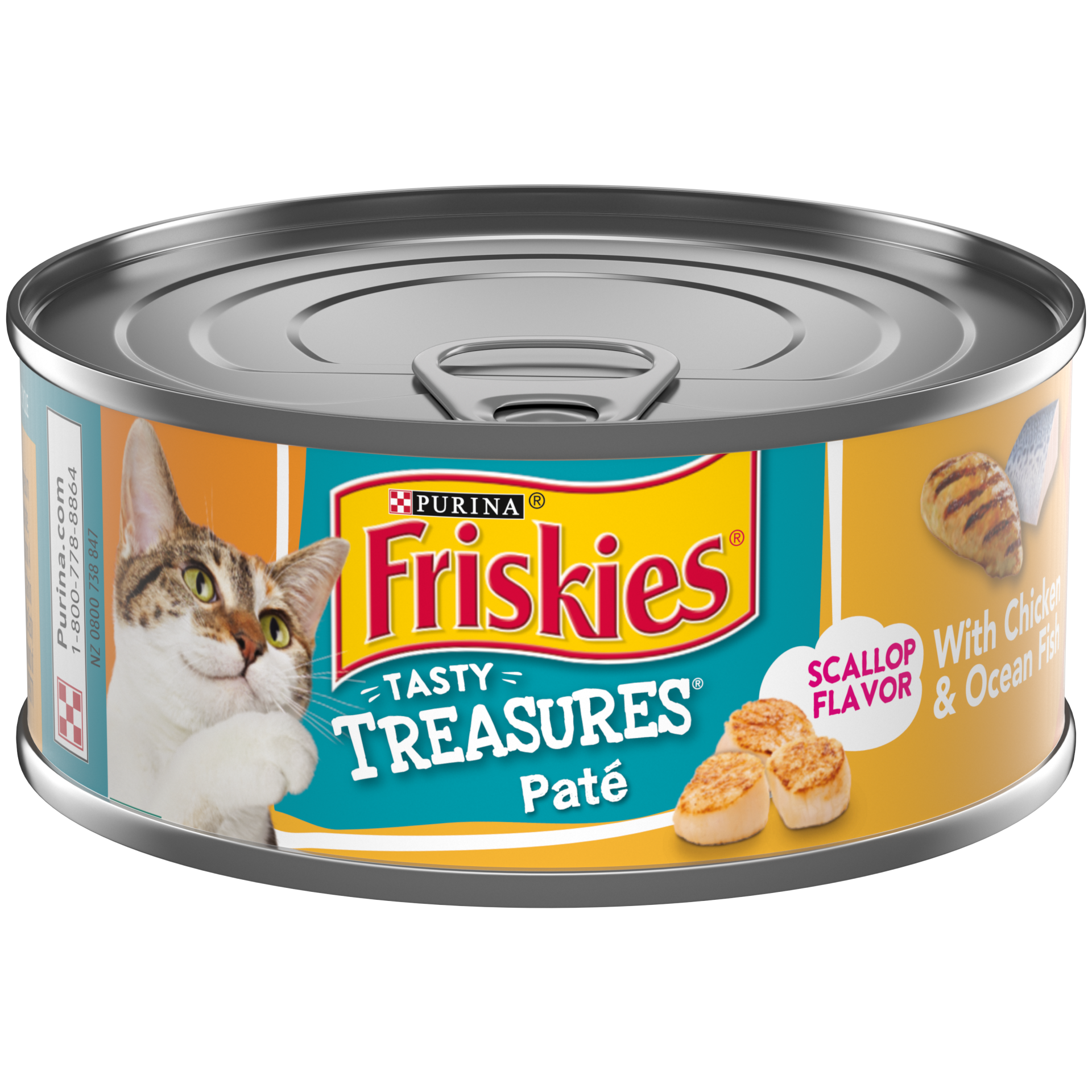 slide 1 of 7, Purina Friskies Tasty Treasures Chicken & Ocean Fish Dinner with Cheese Pate Cat Food, 5.5 oz