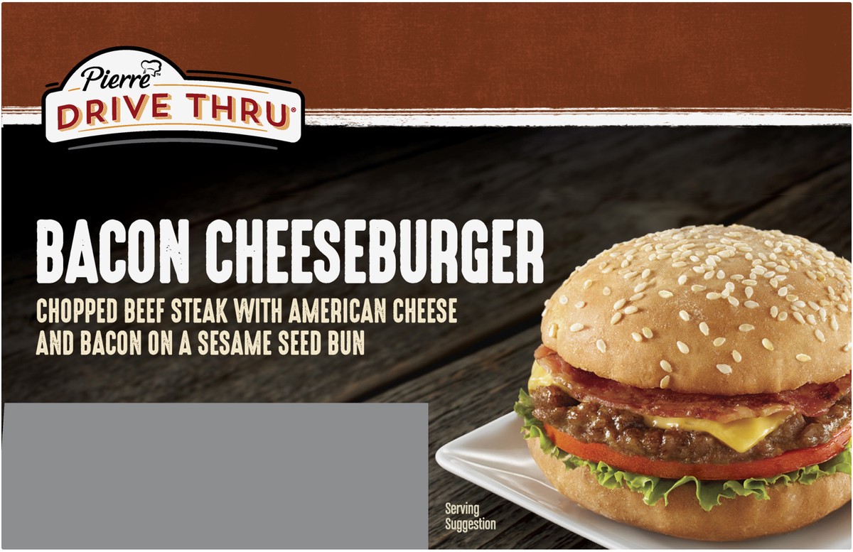 slide 4 of 9, PIERRE DRIVE THRU Bacon Cheeseburger, 138.91 g