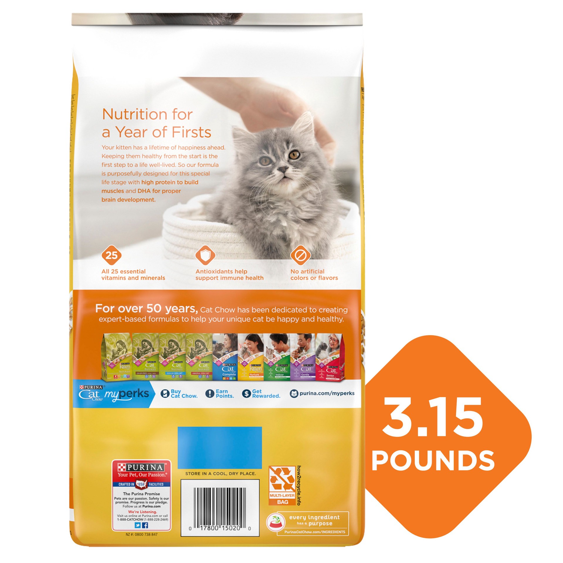 slide 7 of 9, Kitten Chow Purina Kitten Chow Kitten Food Healthy Development with Real Chicken Dry Kitten Food, 3.15 lb