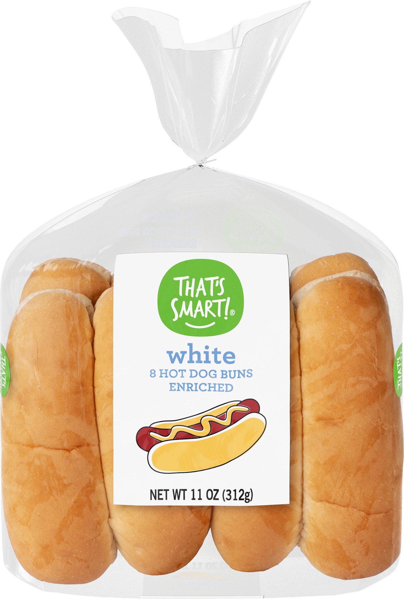 slide 1 of 1, That's Smart Hotdog Buns 8Pk, 11 oz