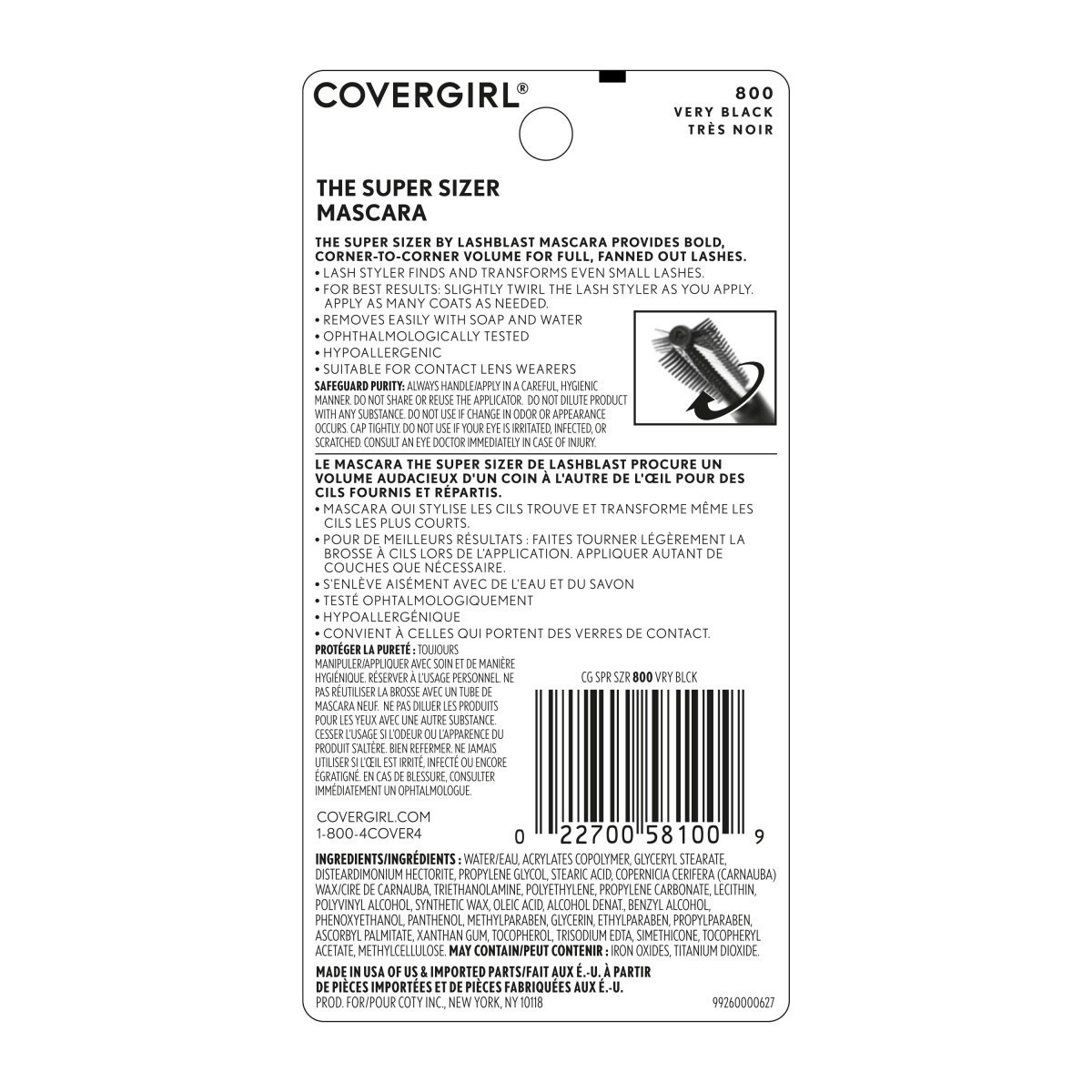 slide 9 of 17, Covergirl Lashblast Super Sizer Mascara - 800 Very Black, 1 ct