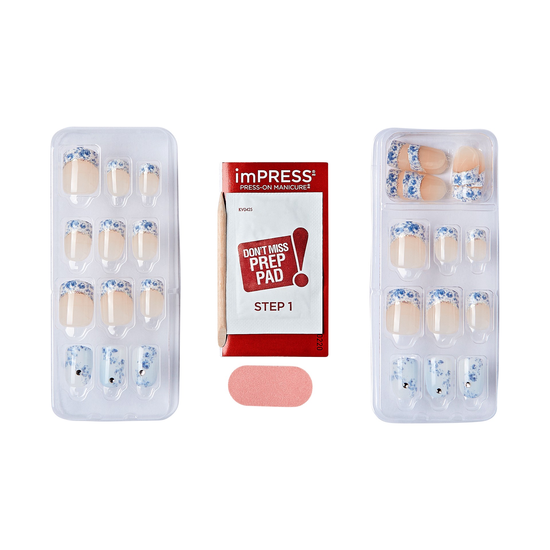 slide 5 of 5, imPRESS LoveShackFancy x imPRESS Limited Edition Short Square Press-On Nails, Blue, 30 Pieces, 1 ct