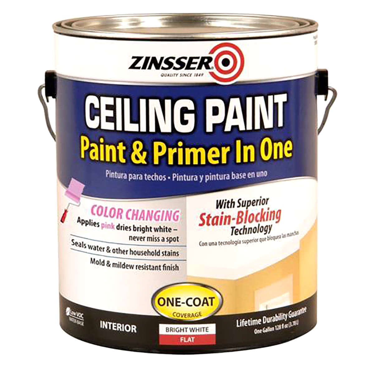 slide 1 of 5, Rust-Oleum Zinsser Ceiling Paint, Flat, Bright White, 1 ct