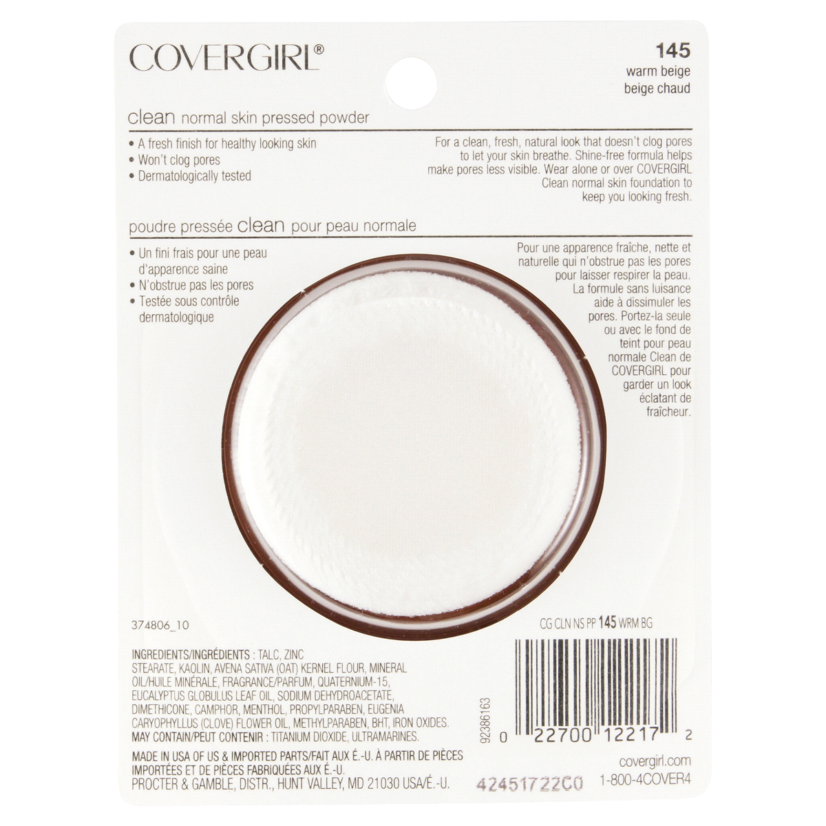 slide 2 of 4, Covergirl Clean Pressed Powder 145 Warm Beige, 0.35 oz