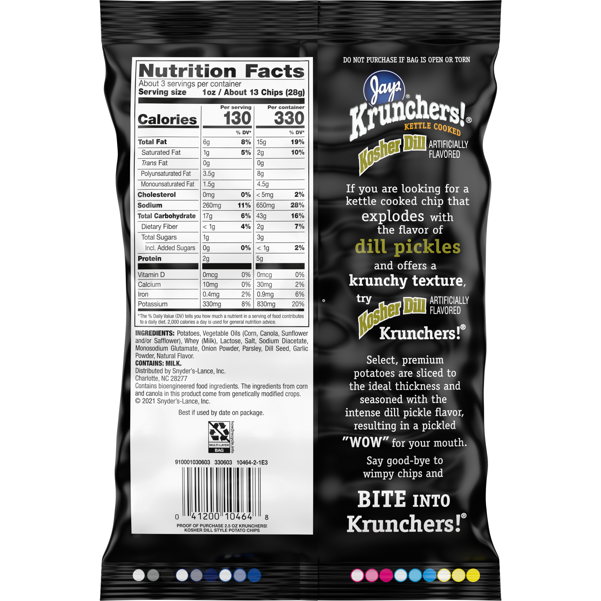 slide 4 of 5, Kruncher's! Kettle Cooked Potato Chips, Kosher Dill Flavored Chips, 2.5 Oz Snack Bag, 2.5 oz