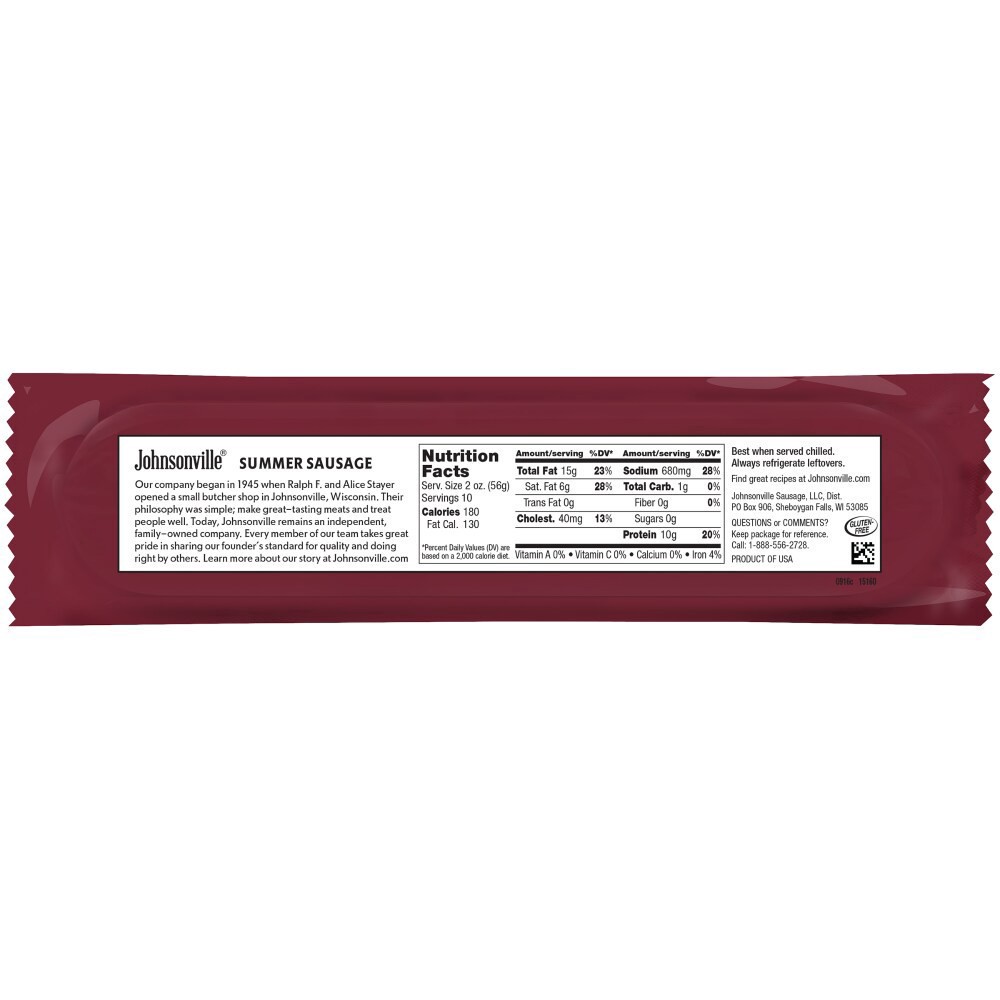 slide 2 of 2, Johnsonville Garlic Summer Sausage, 20 oz